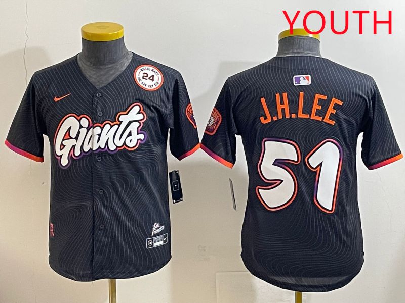 Youth San Francisco Giants 51 J.H.Lee Black Joint Name 2025 Nike MLB Jersey style 10